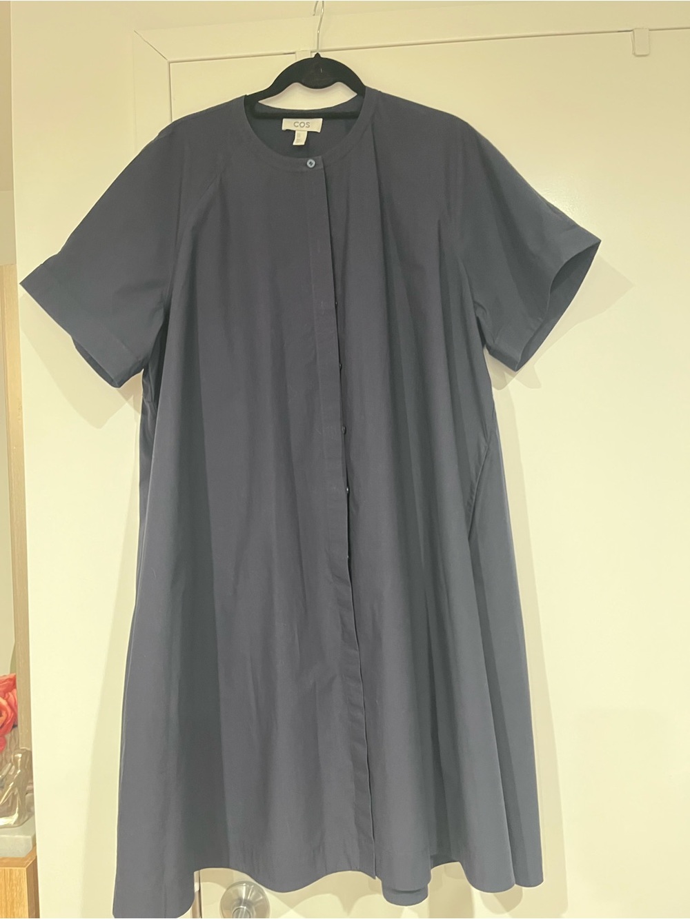 COS Navy Blue Short-Sleeve Button-Front  Shirt Dress